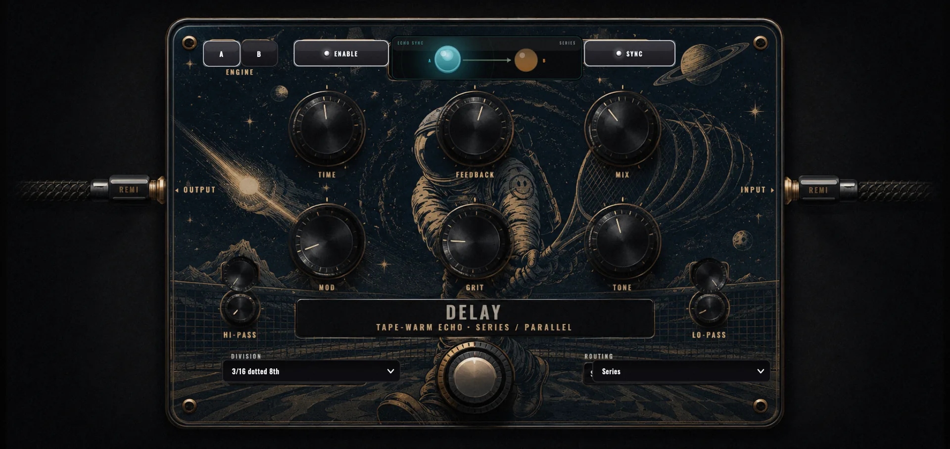 REMI DSP Delay — tape-warm echo with astronaut artwork